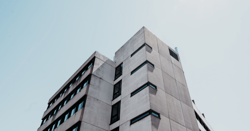 Concrete building finished construction with reinforced steel dowels. concrete building material