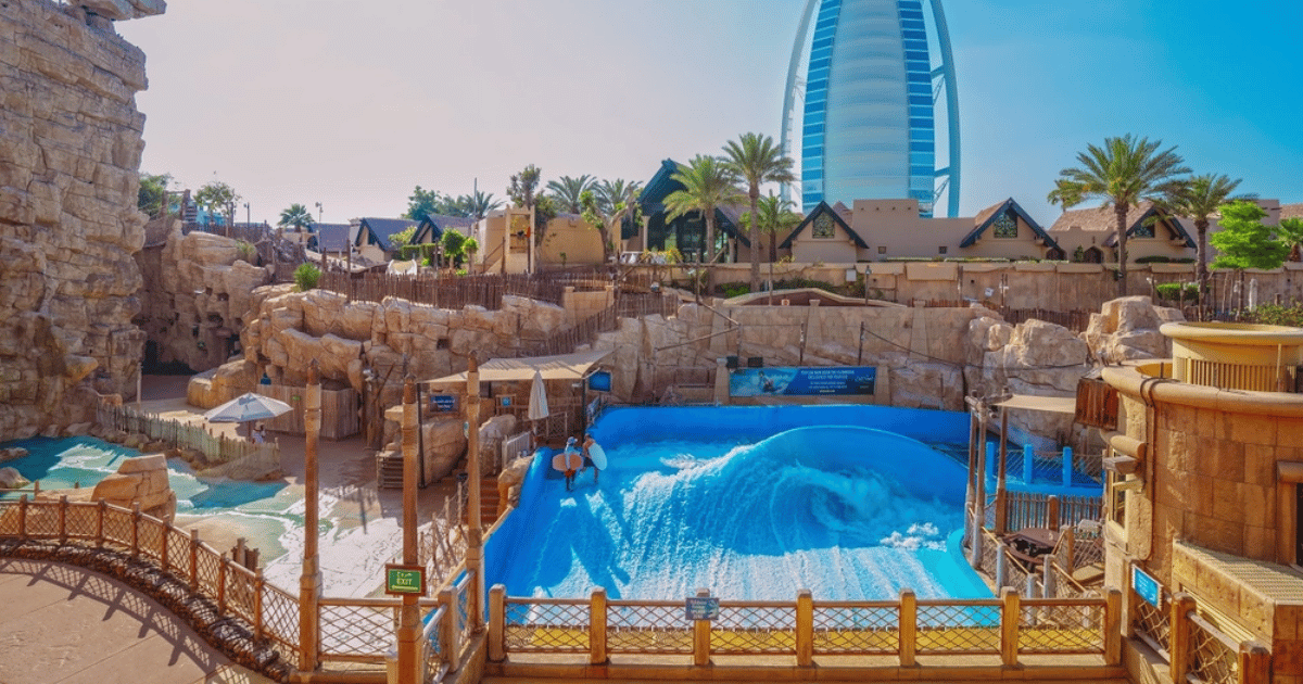 Wave pool at Wadi Adventure Park in the UAE
