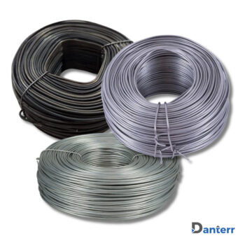 Tie Wire Coils in black, galvanised, and stainless steel varieties, used for rebar reinforcement and rebar tying machines.