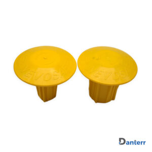 Nevosafe-Plus Reinforced Caps in bright yellow, featuring a ribbed design for secure rebar protection.