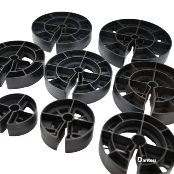Multiple heavy duty pile cage wheels in various sizes