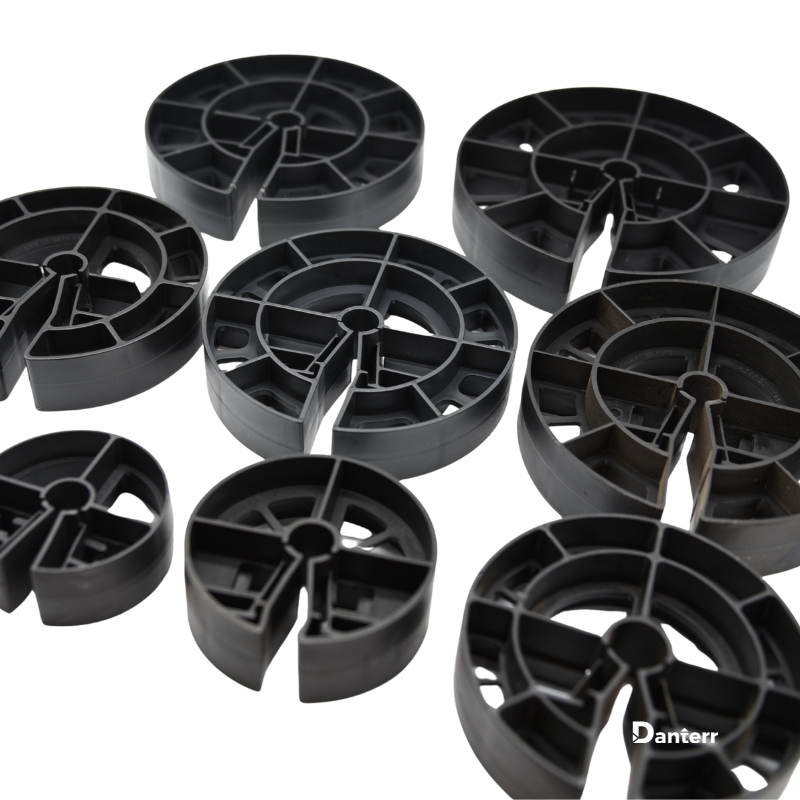Multiple heavy duty pile cage wheels in various sizes