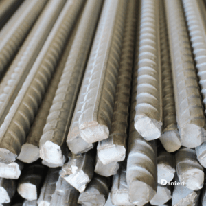 Close-up of deformed reinforcing bar used in concrete reinforcement and reinforcing steel applications.