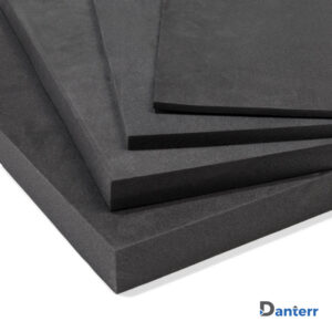 Stacked black closed-cell polyethylene sheets used as concrete expansion foam joint fillers.