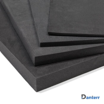 Stacked black closed-cell polyethylene sheets used as concrete expansion foam joint fillers.