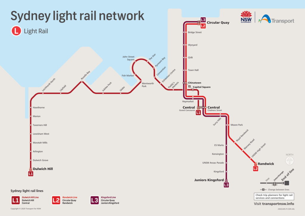 Sydney Light Rail Network Map | Danterr