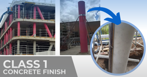 Class 1 concrete finish achieved with circular column formwork