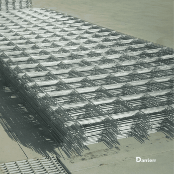 Galvanised reinforcing mesh stacked for use in concrete reinforcement and reinforcing steel applications.