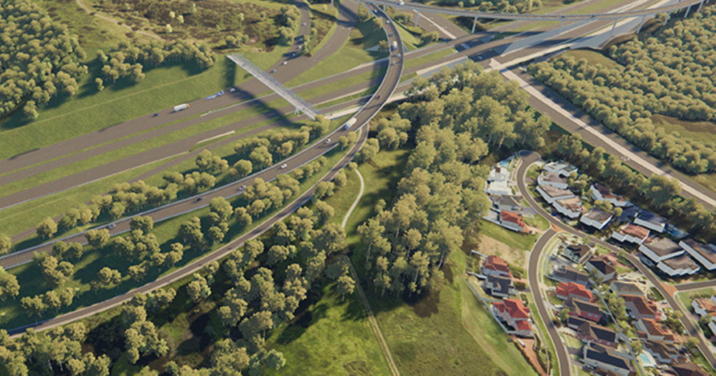 view of the ongoing M12 Motorway construction project in Western Sydney
