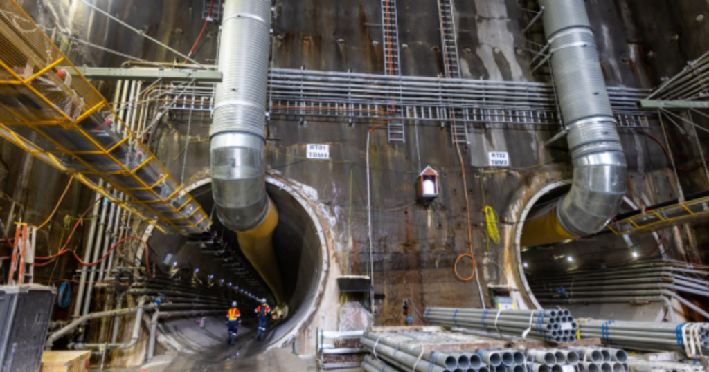 Tunnel entrance at The Bays Station site during Sydney Metro West construction