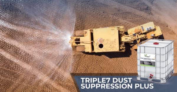 Water truck applying Dust Suppression Plus on a construction site for dust control