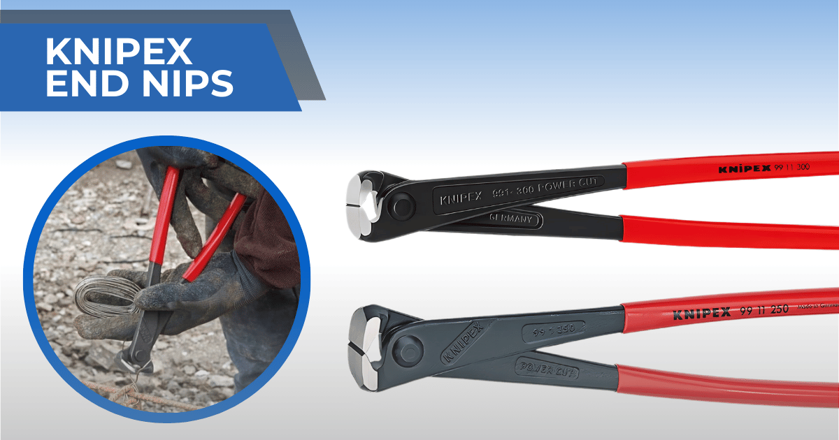 Knipex End Nips pliers in use for cutting and binding wire at a construction site.