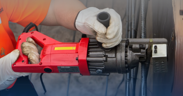 Effortlessly cut rebar with precision using an electric rebar cutter, designed for safety and efficiency.