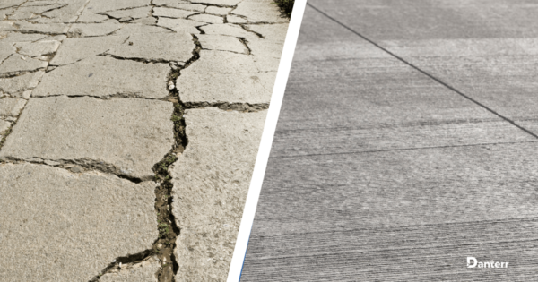 Comparison of cracked concrete from poor curing vs. properly cured concrete surface