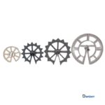 Range of plastic circular rebar spacers in various sizes and bar capacities