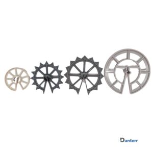 Range of plastic circular rebar spacers in various sizes and bar capacities