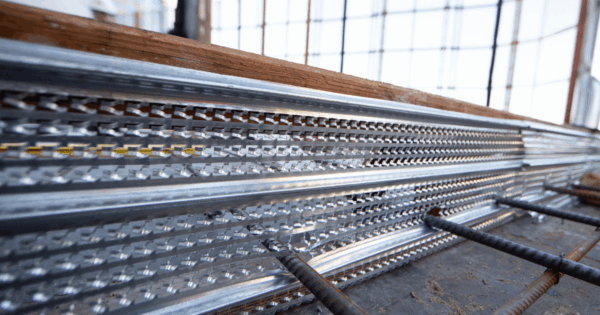 Hy-Rib formwork installed as stay in place permanent formwork for concrete formwork and construction joints.