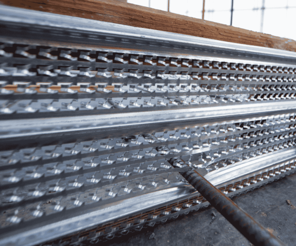 Hy-Rib® sacrificial formwork system sheet used as permanent formwork in reinforced concrete construction.