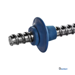 Installed form tie rings & connectors on a reinforcing bar, providing a waterstop seal with hydrophilic rubber to prevent water ingress.